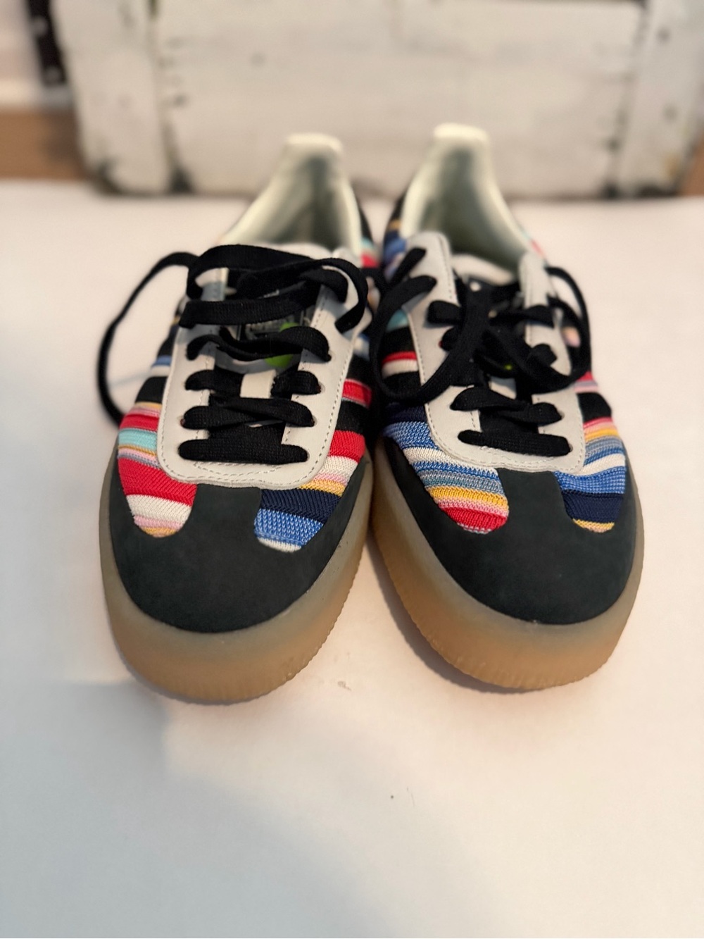 RARE!! ADIDAS Samba X KSENIA SCHNAIDER Multi Colour Striped Sneakers Size 7 - Picture 3 of 8